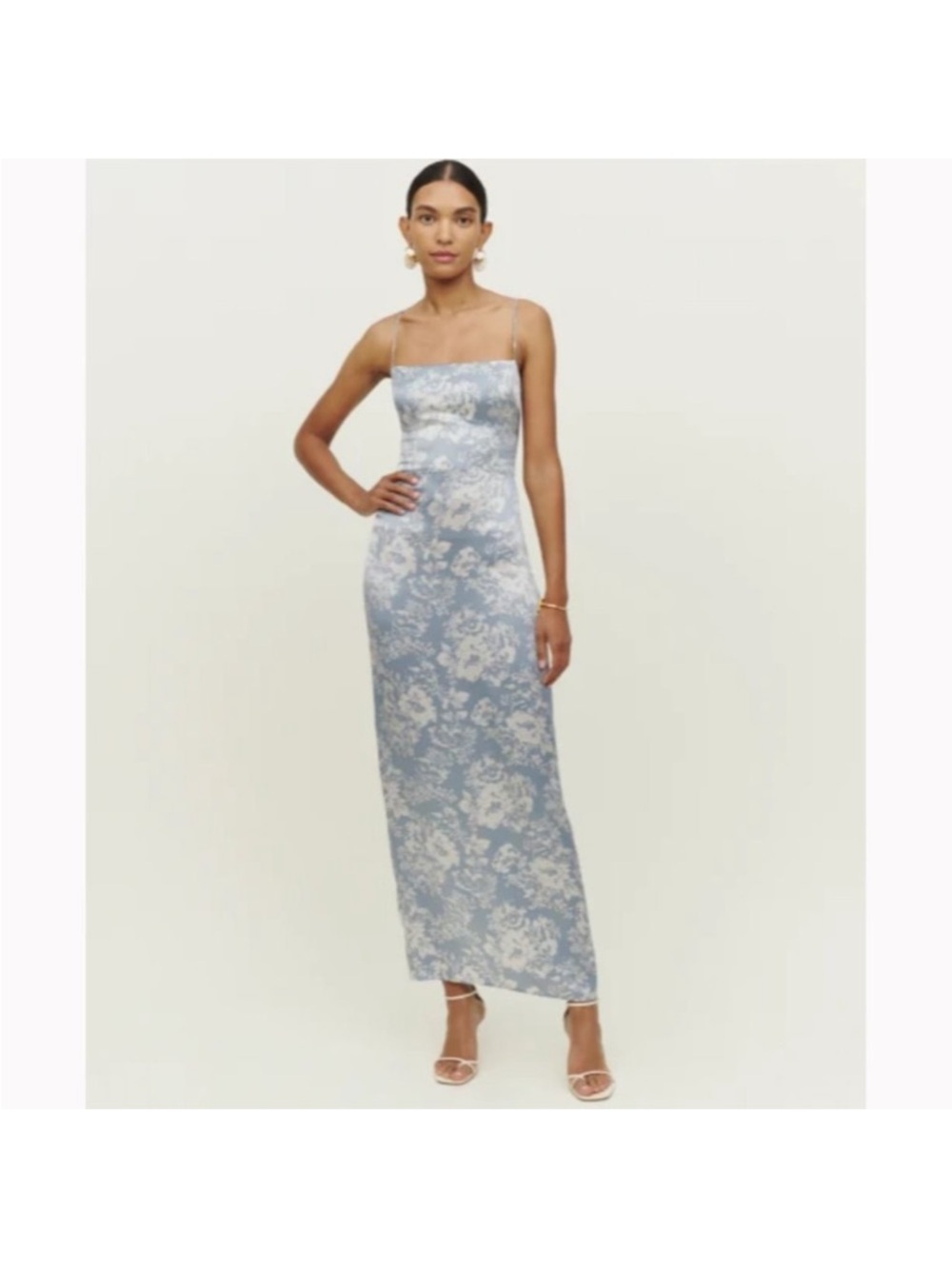 Reformation Blue Floral Maxi Slip Dress Frankie